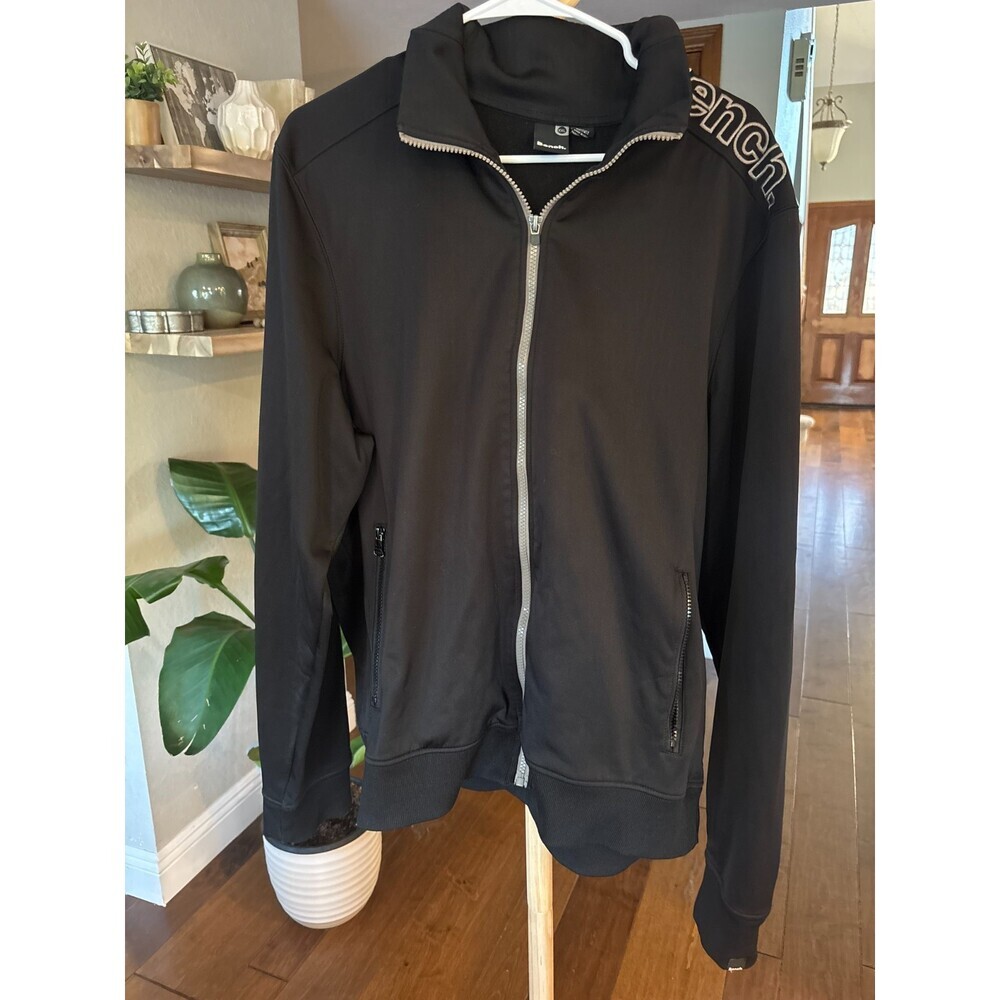 Bench. Full-Zip Fleece Lined Track Jacket XXL Black Embroidered Logo Thumb Hole